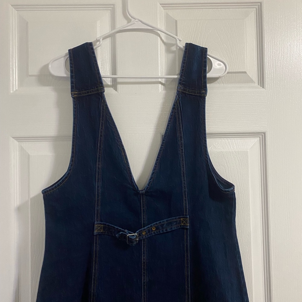 Pilcro Anthropologie Dark Wash Denim Vest Midi Dress Size 14 - Picture 8 of 10
